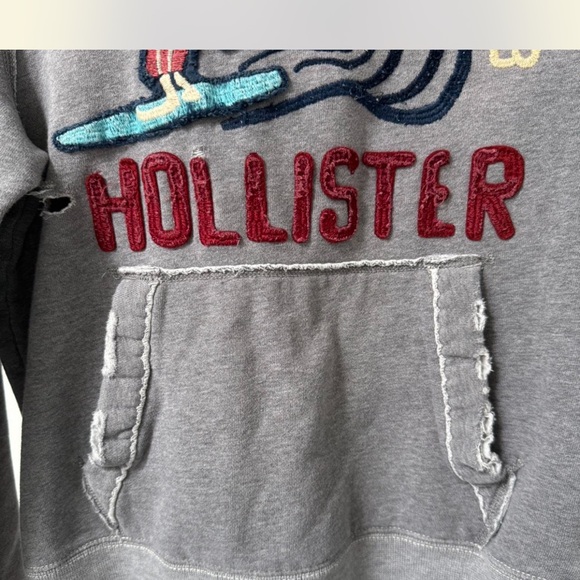 Vintage Hollister Gray Surf Club Hoodie - Picture 2 of 4